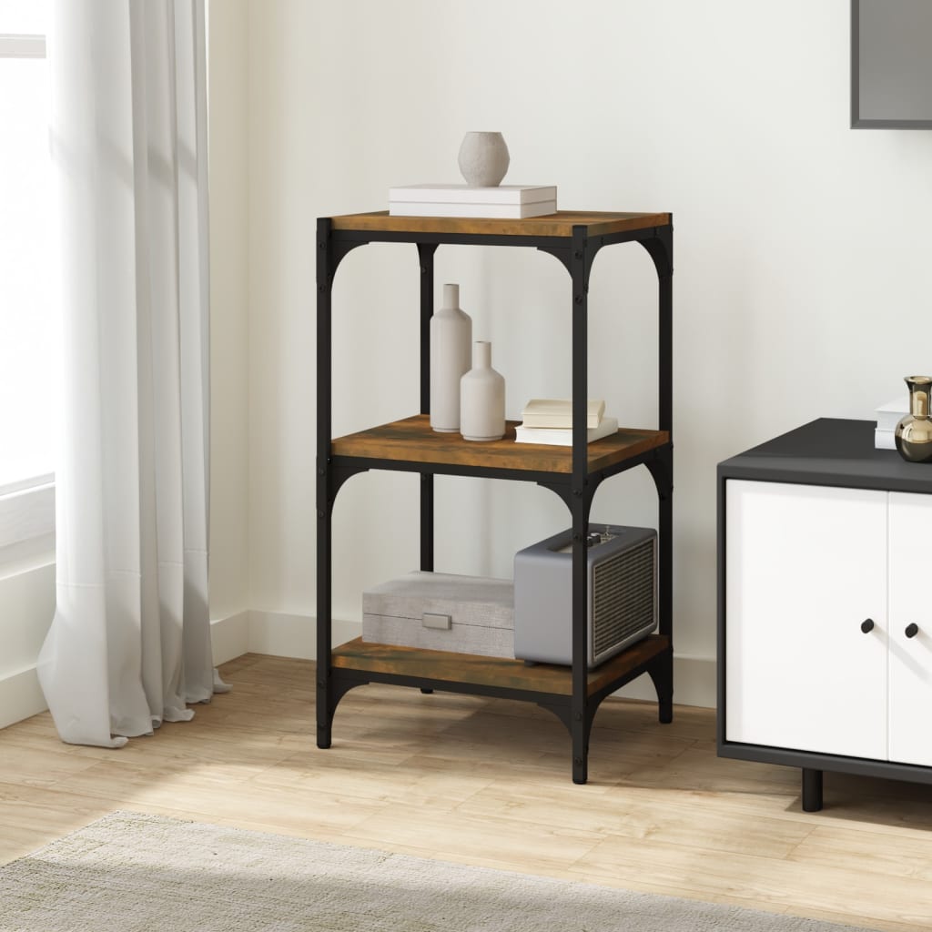 Book Cabinet Smoked Oak 40x33x70.5 cm Engineered Wood and Steel