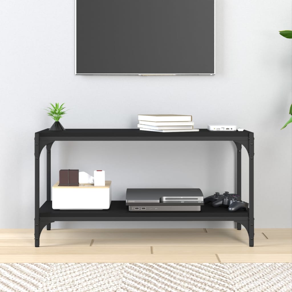 TV Cabinet Black 80x33x41 cm Engineered Wood and Steel