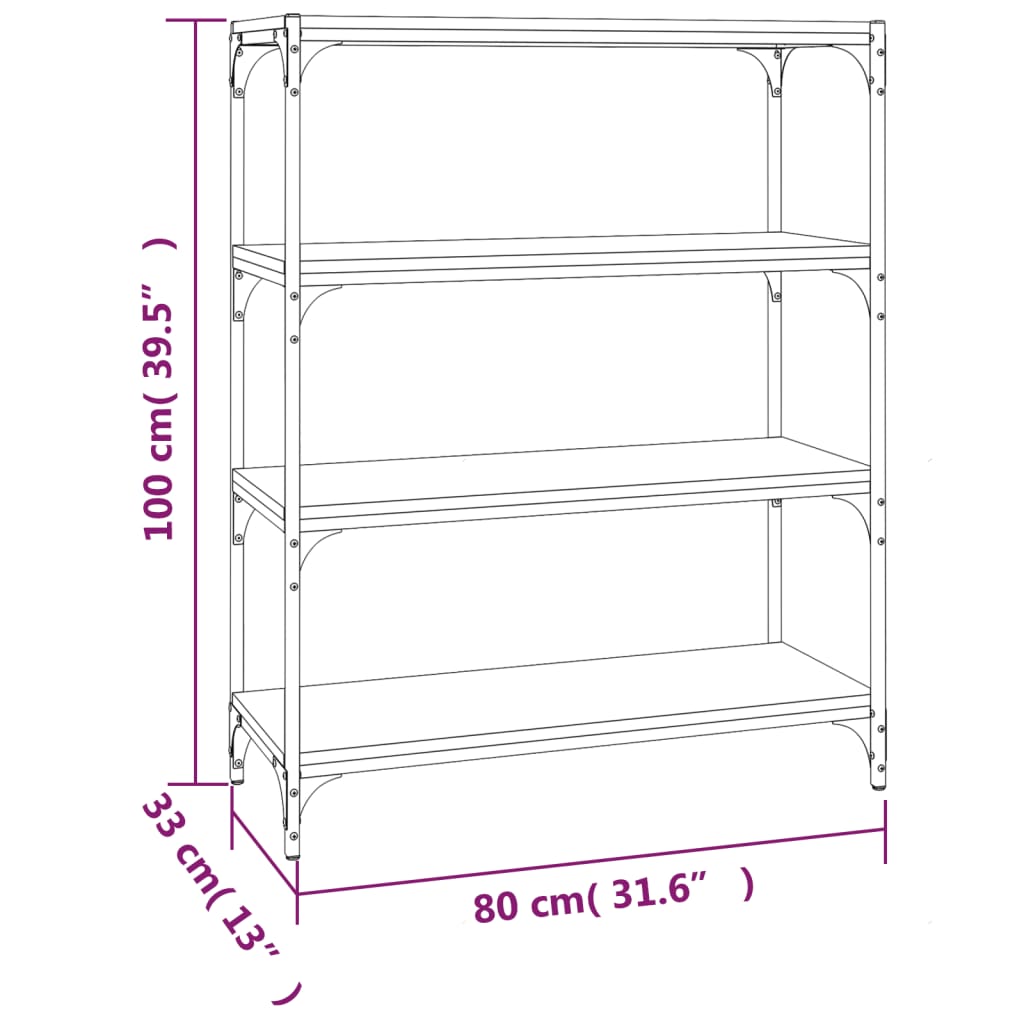Book Cabinet Sonoma Oak 80x33x100 cm Engineered Wood and Steel