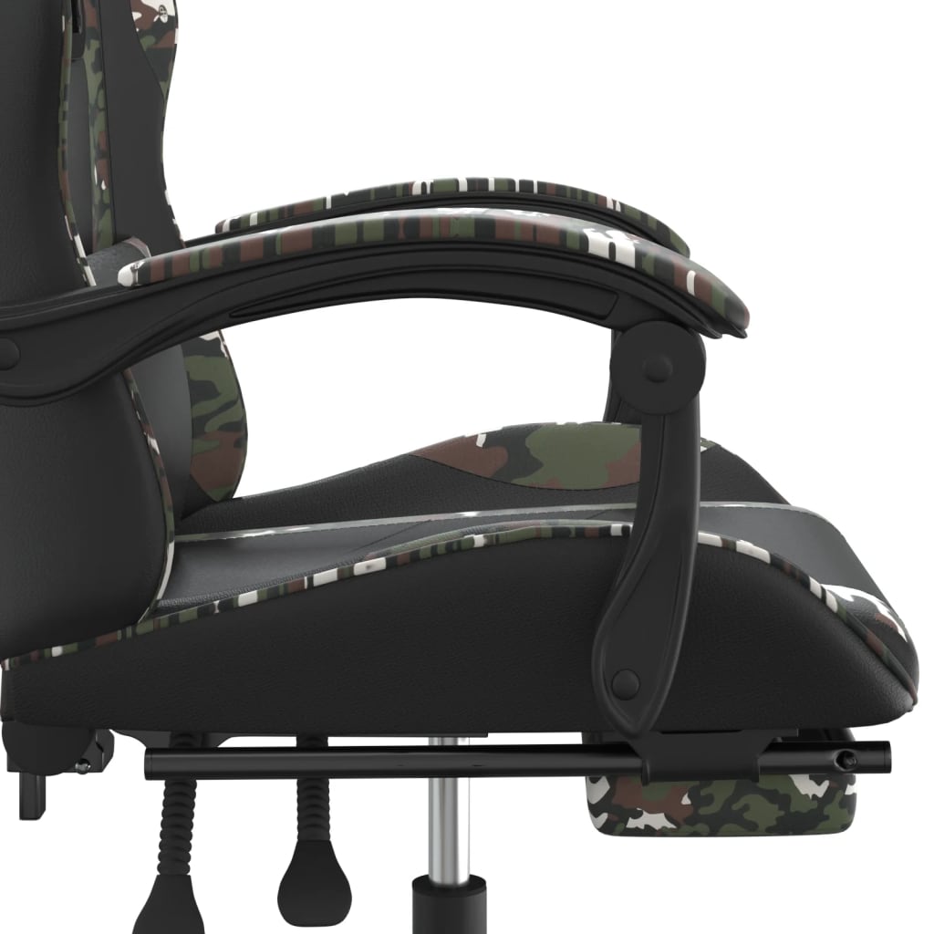 Swivel Gaming Chair with Footrest Black&Camouflage Faux Leather