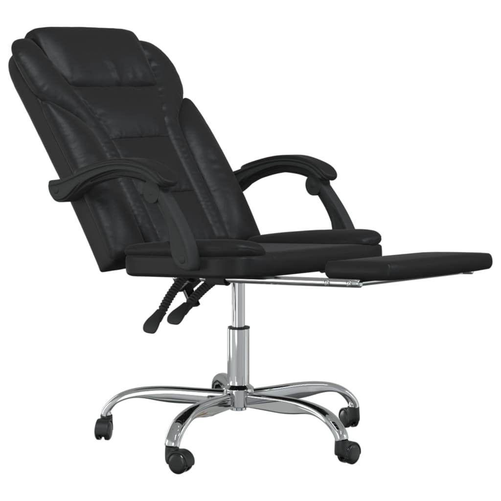 Reclining Office Chair Black Faux Leather