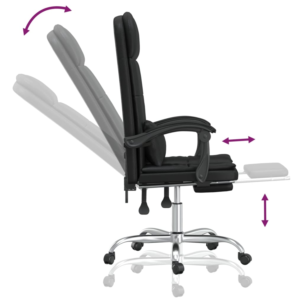 Massage Reclining Office Chair Black Faux Leather
