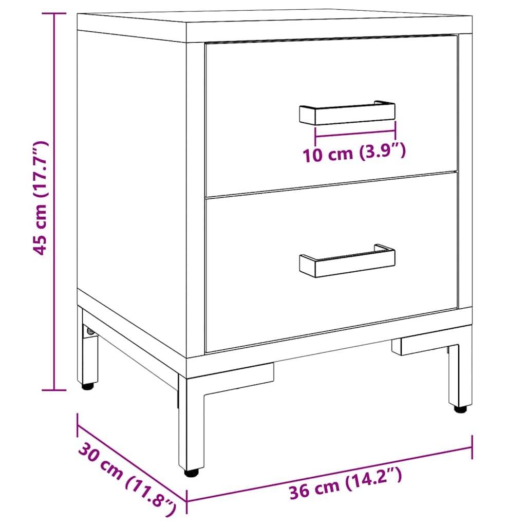 Bedside Cabinet Black 36x30x45 cm Solid Pinewood