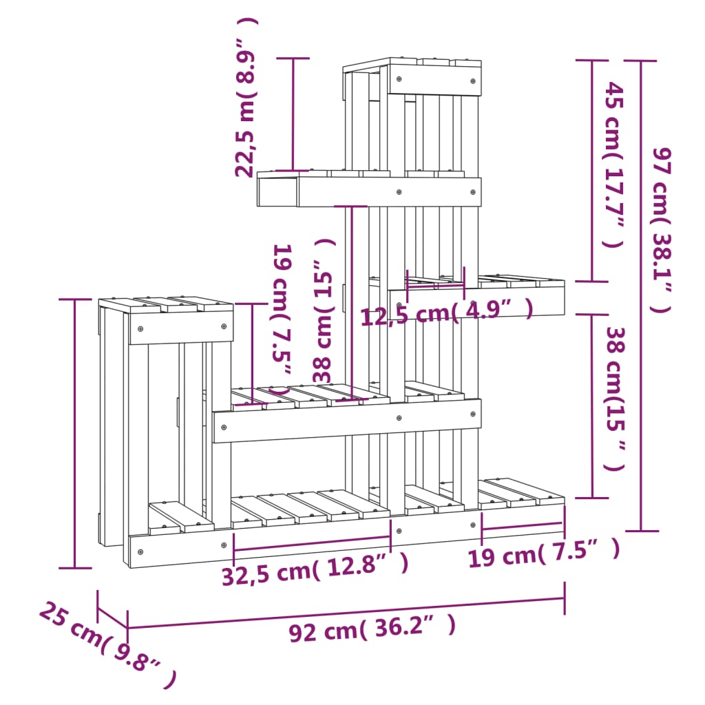 Plant Stand 92x25x97 cm Solid Wood Pine