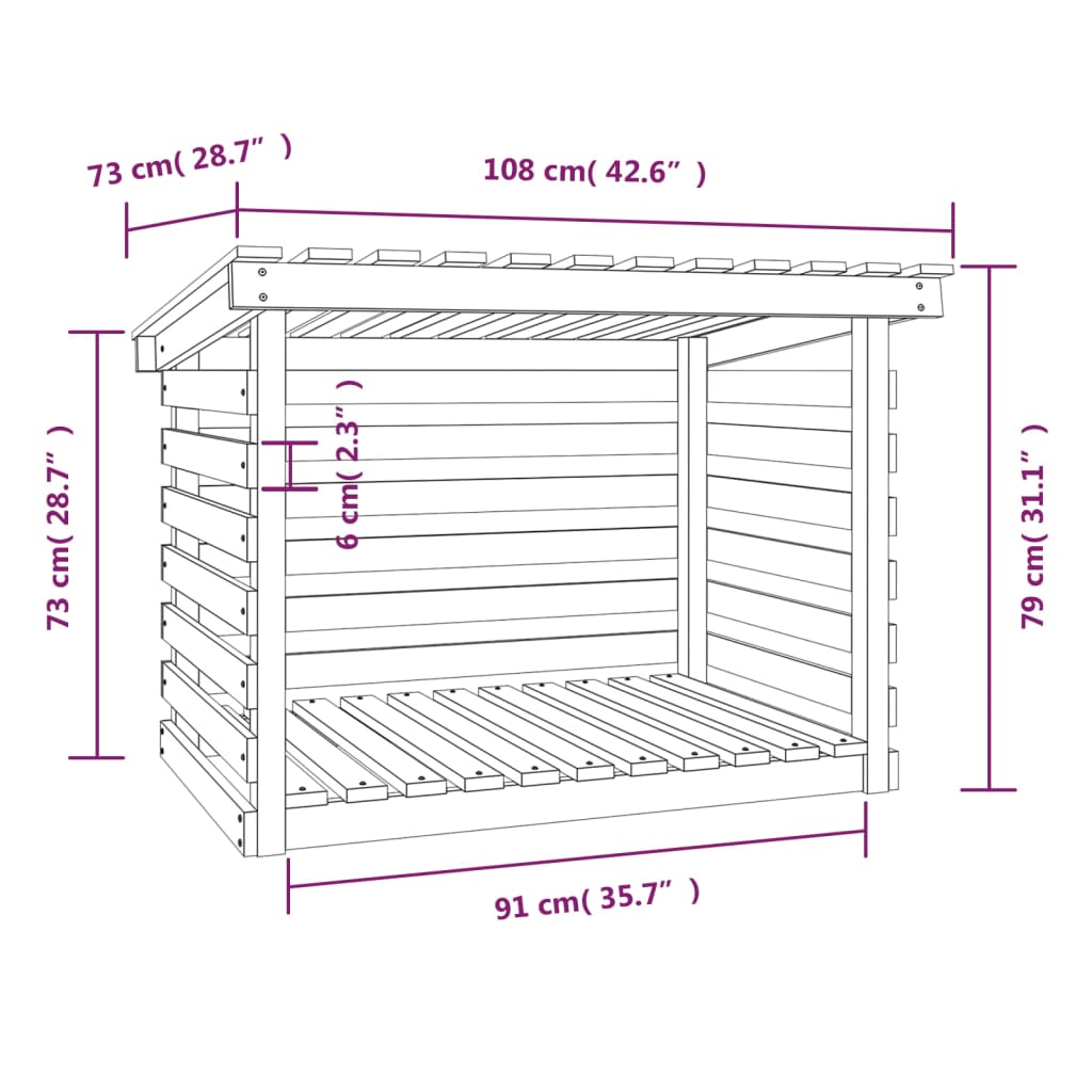 Firewood Rack 108x73x79 cm Solid Wood Pine