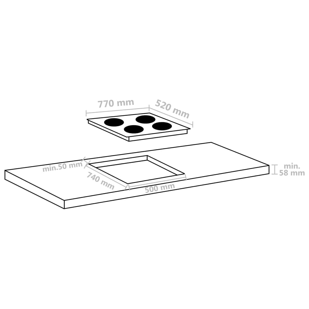 Induction Hob with 4 Burners Touch Control Glass 7000 W