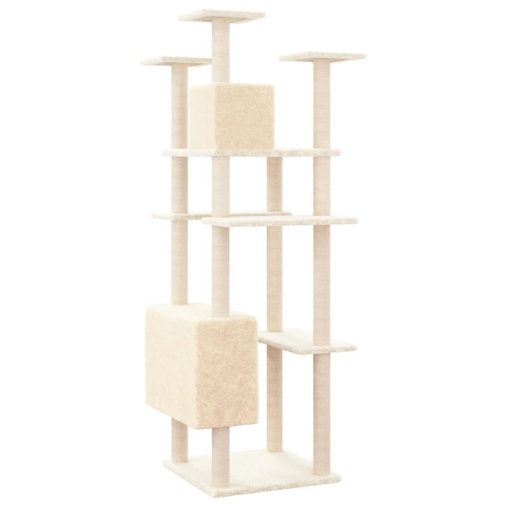 Cat Tree with Sisal Scratching Posts Cream 162 cm