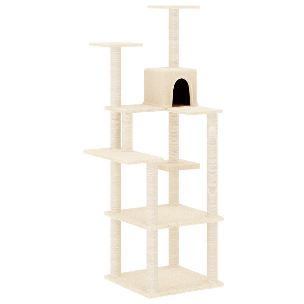 Cat Tree with Sisal Scratching Posts Cream 153 cm