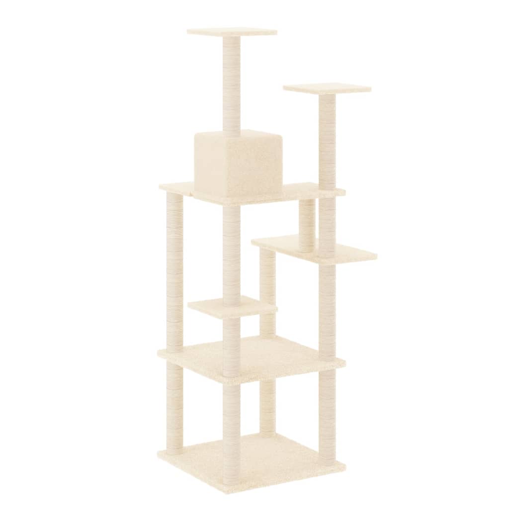Cat Tree with Sisal Scratching Posts Cream 153 cm