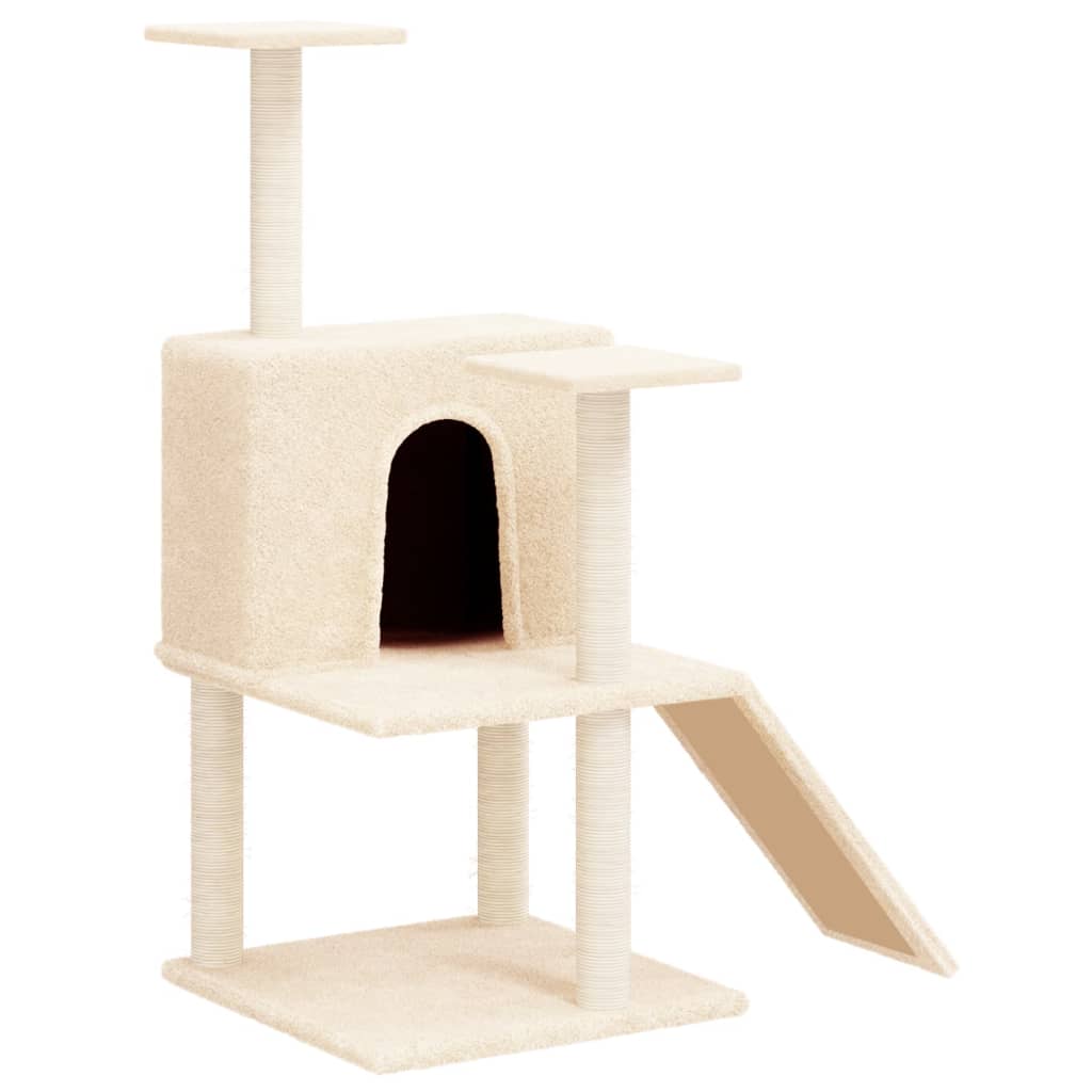 Cat Tree with Sisal Scratching Posts Cream 109 cm