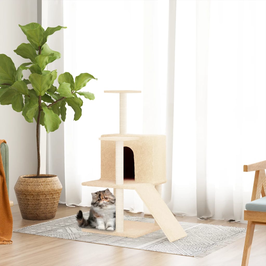Cat Tree with Sisal Scratching Posts Cream 109 cm