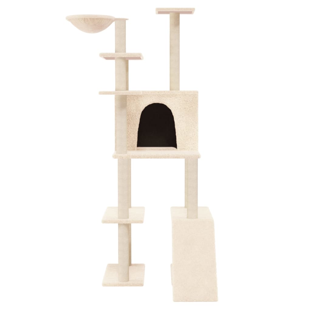 Cat Tree with Sisal Scratching Posts Cream 166 cm