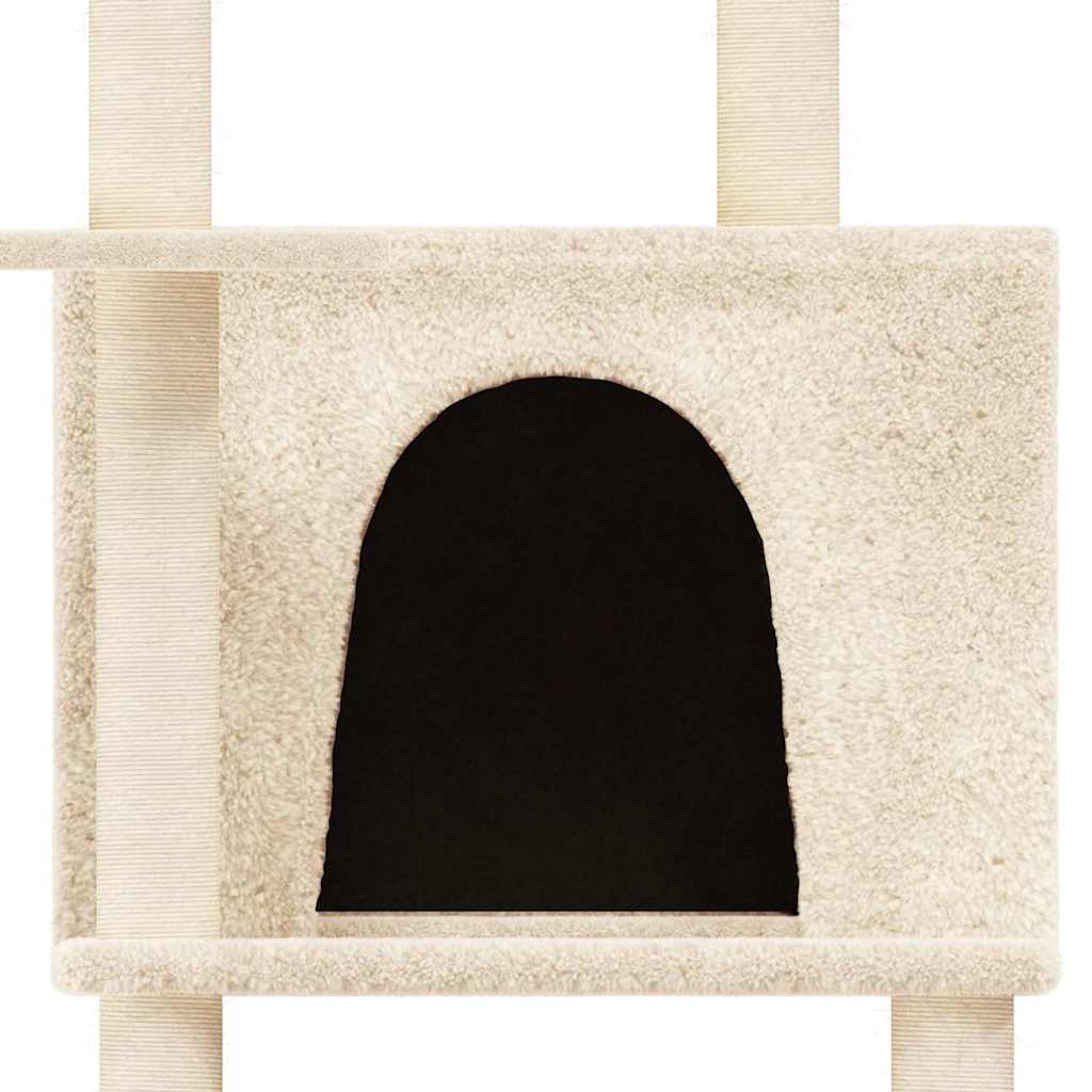 Cat Tree with Sisal Scratching Posts Cream 166 cm