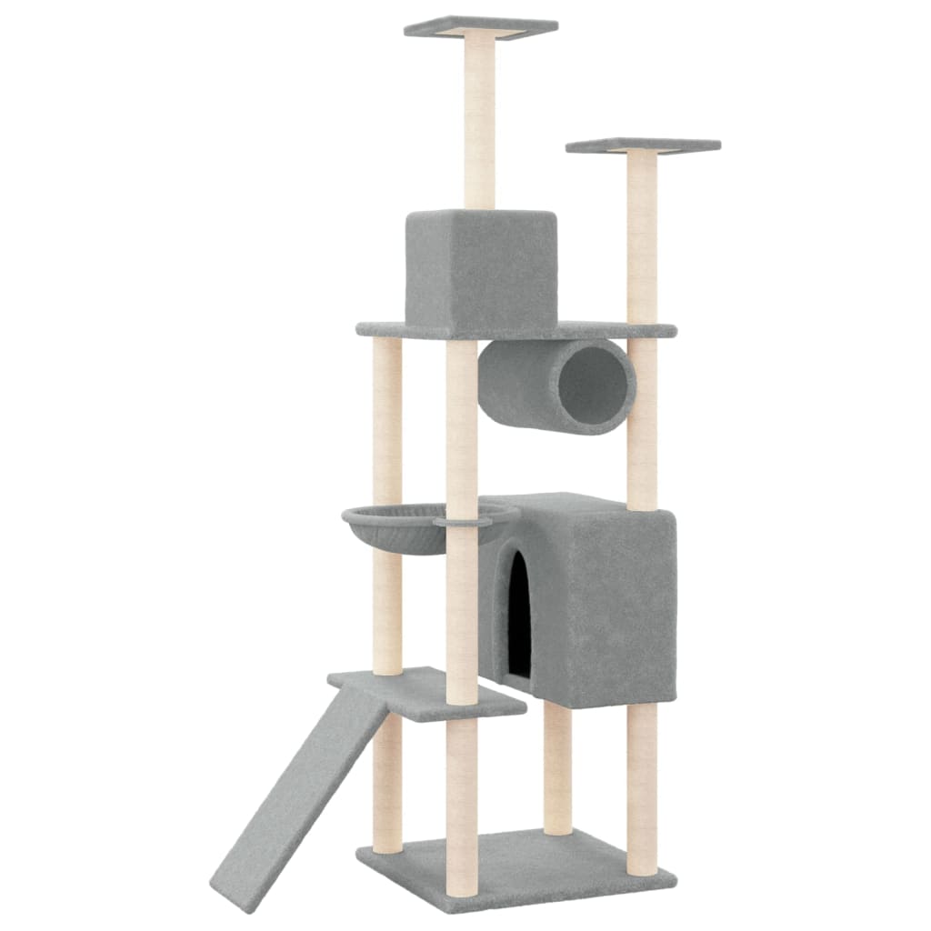 Cat Tree with Sisal Scratching Posts Light Grey 168 cm