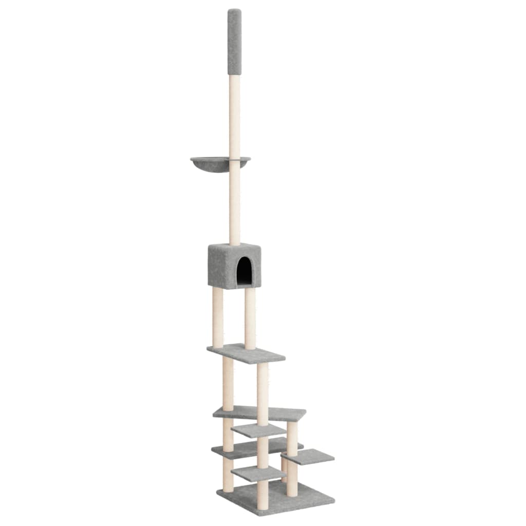 Floor to Ceiling Cat Tree Light Grey 268.5-294.5 cm