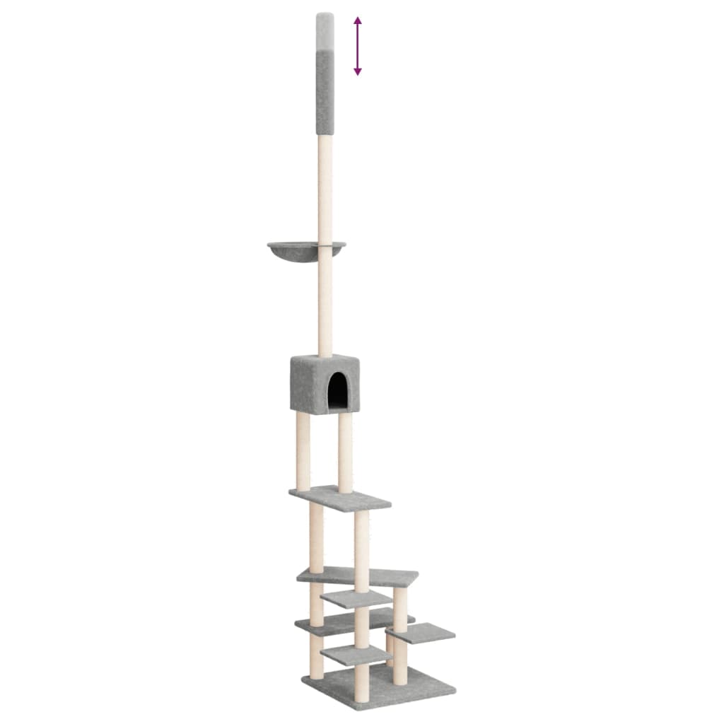 Floor to Ceiling Cat Tree Light Grey 268.5-294.5 cm