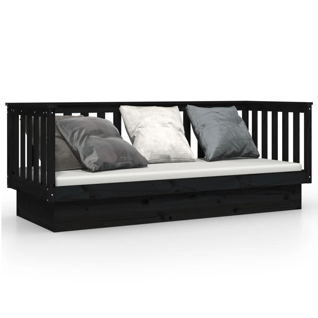 Day Bed without Mattress Black 90x190 cm Solid Wood Pine