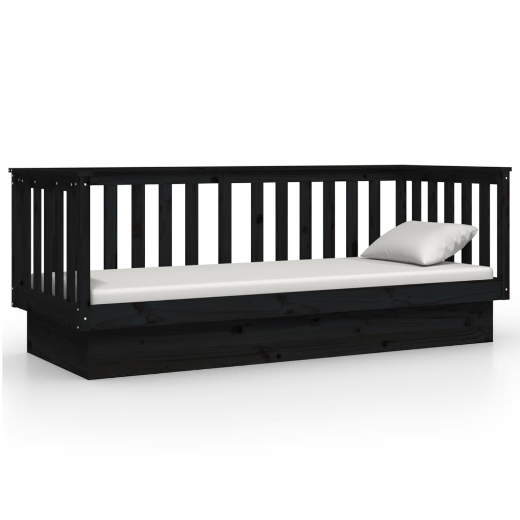 Day Bed without Mattress Black 90x190 cm Solid Wood Pine