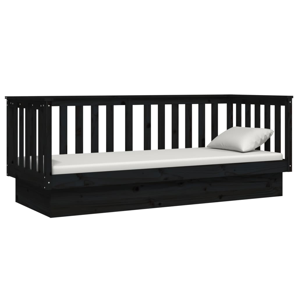 Day Bed without Mattress Black 90x190 cm Solid Wood Pine