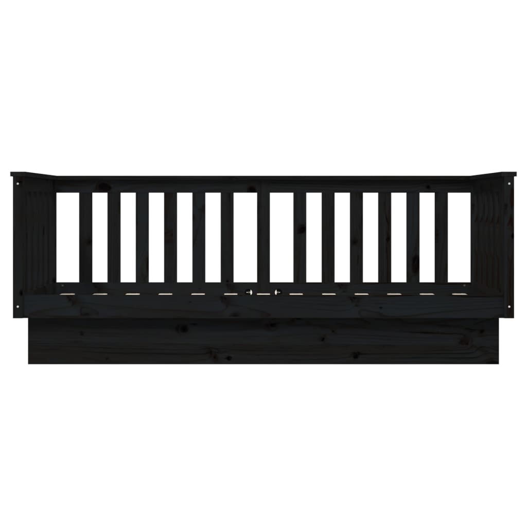 Day Bed without Mattress Black 90x190 cm Solid Wood Pine