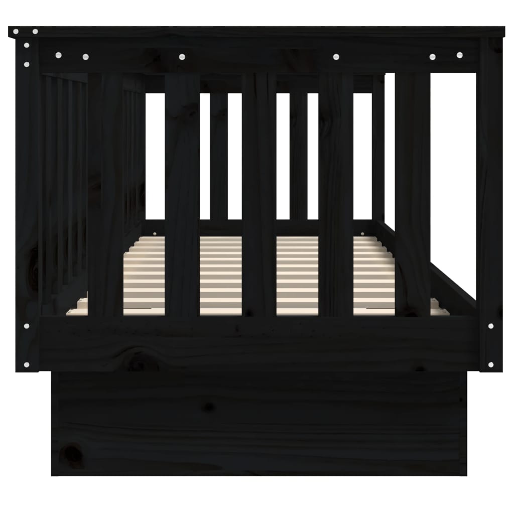 Day Bed without Mattress Black 90x190 cm Solid Wood Pine