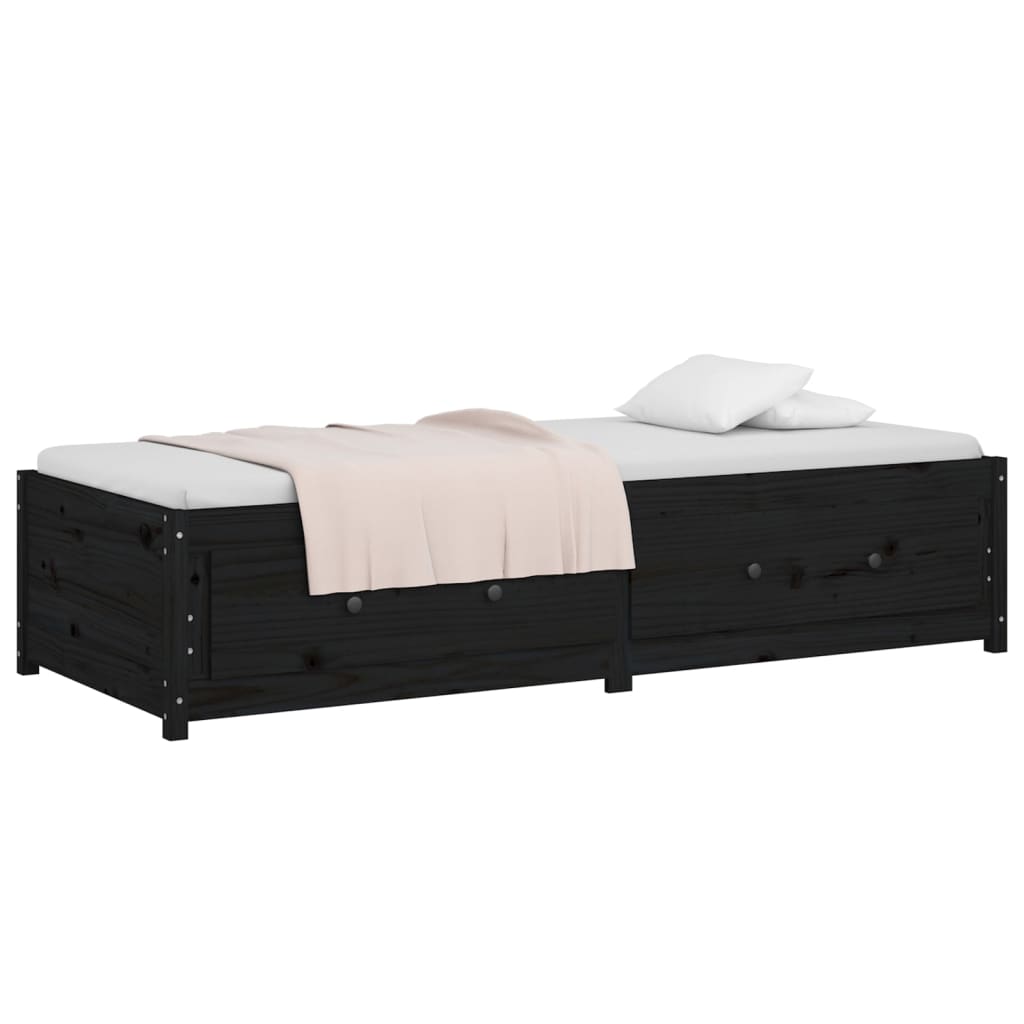 Day Bed without Mattress Black 90x190 cm Solid Wood Pine