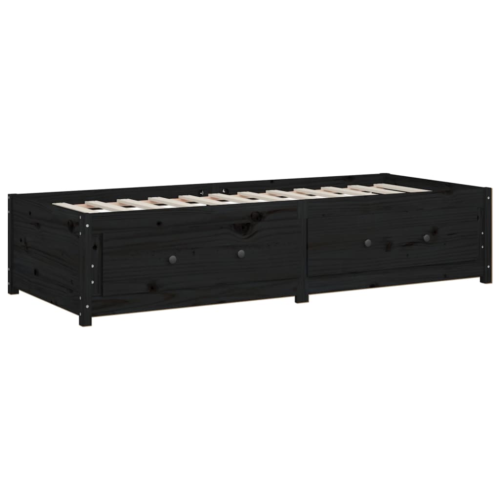 Day Bed without Mattress Black 90x190 cm Solid Wood Pine