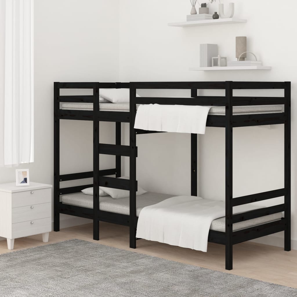 Bunk Bed without Mattress Black 90x190 cm Solid Wood Pine