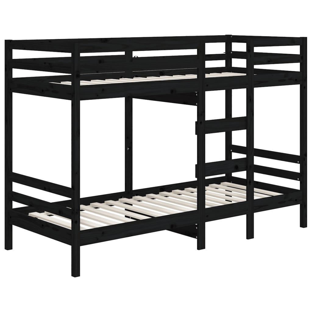 Bunk Bed without Mattress Black 90x190 cm Solid Wood Pine