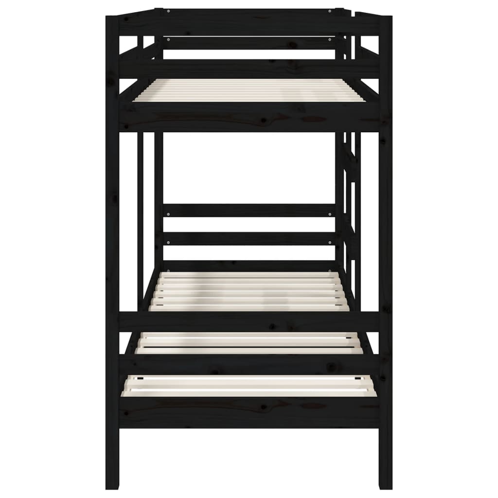 Bunk Bed without Mattress Black 90x190 cm Solid Wood Pine