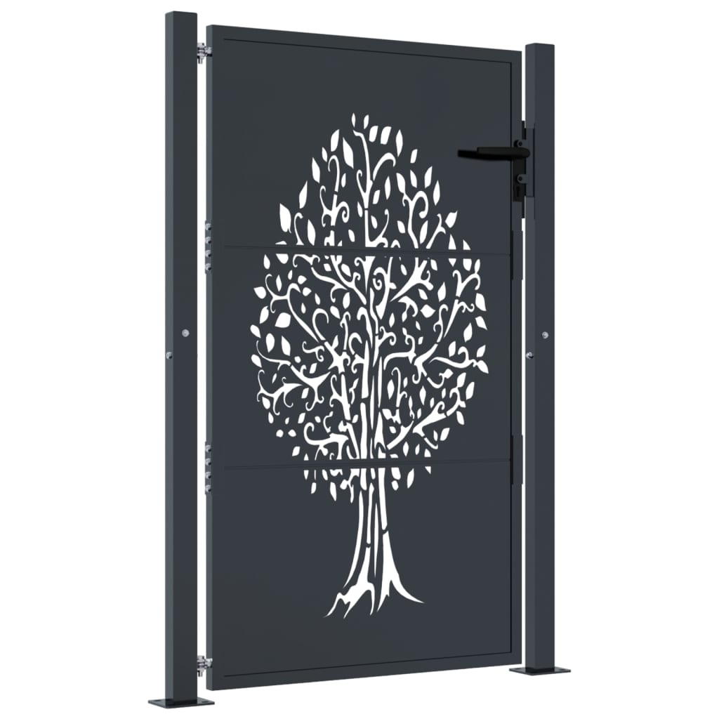 Garden Gate Anthracite 100x125 cm Steel Tree Design