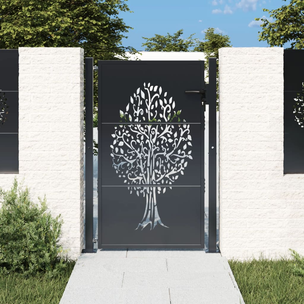 Garden Gate Anthracite 100x125 cm Steel Tree Design