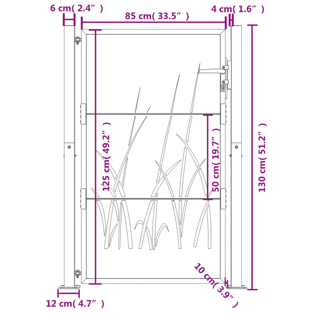Garden Gate Anthracite 100x125 cm Steel Grass Design