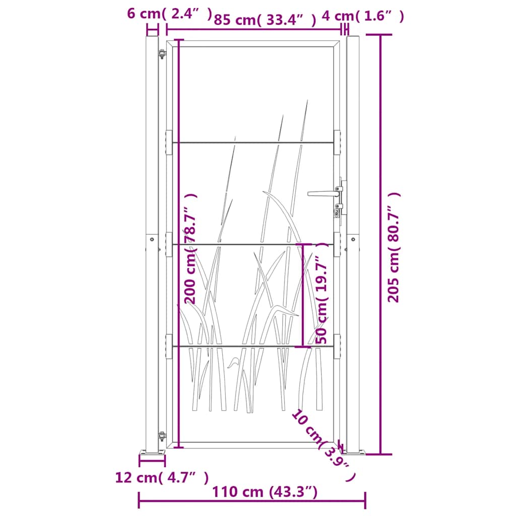 Garden Gate Anthracite 100x200 cm Steel Grass Design