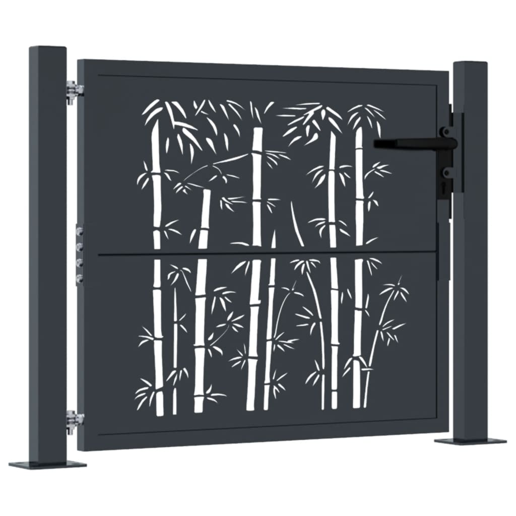 Garden Gate Anthracite 100x75 cm Steel Bamboo Design