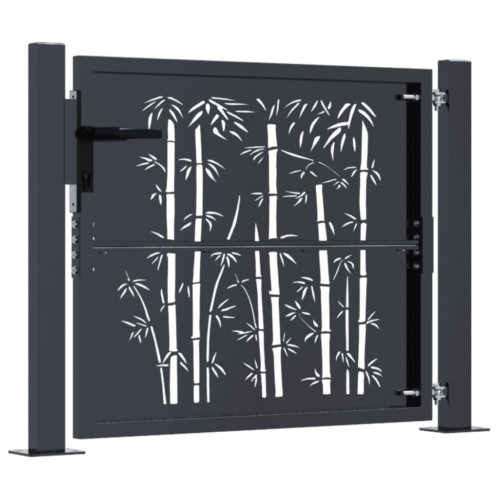 Garden Gate Anthracite 100x75 cm Steel Bamboo Design