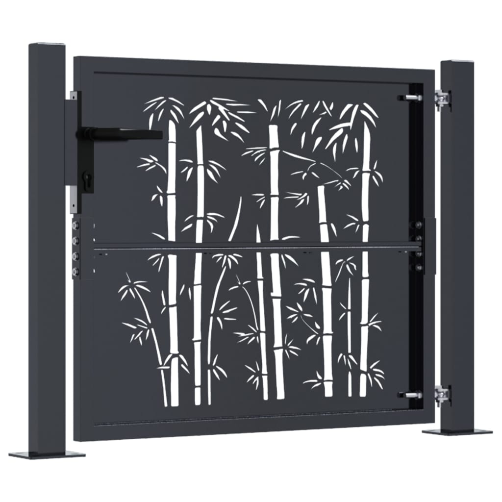 Garden Gate Anthracite 105x105 cm Steel Bamboo Design