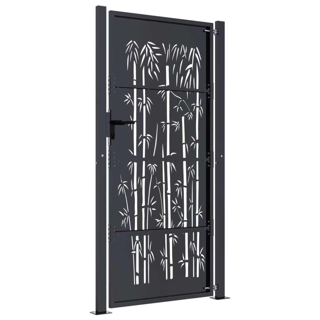 Garden Gate Anthracite 100x175 cm Steel Bamboo Design