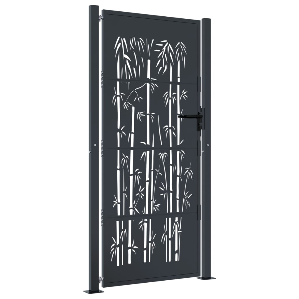 Garden Gate Anthracite 100x200 cm Steel Bamboo Design