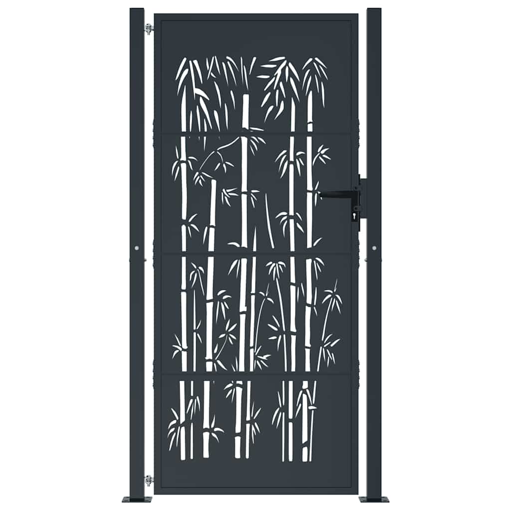 Garden Gate Anthracite 100x200 cm Steel Bamboo Design