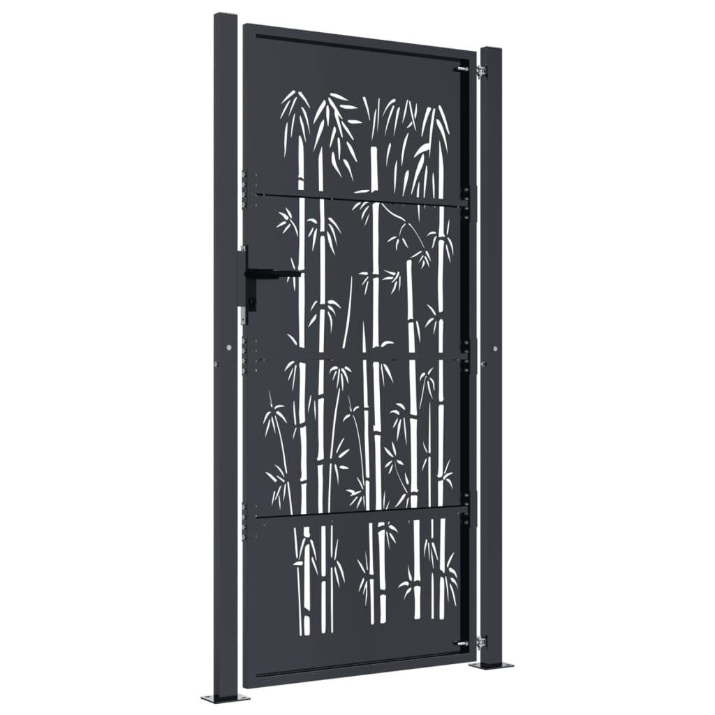 Garden Gate Anthracite 100x200 cm Steel Bamboo Design