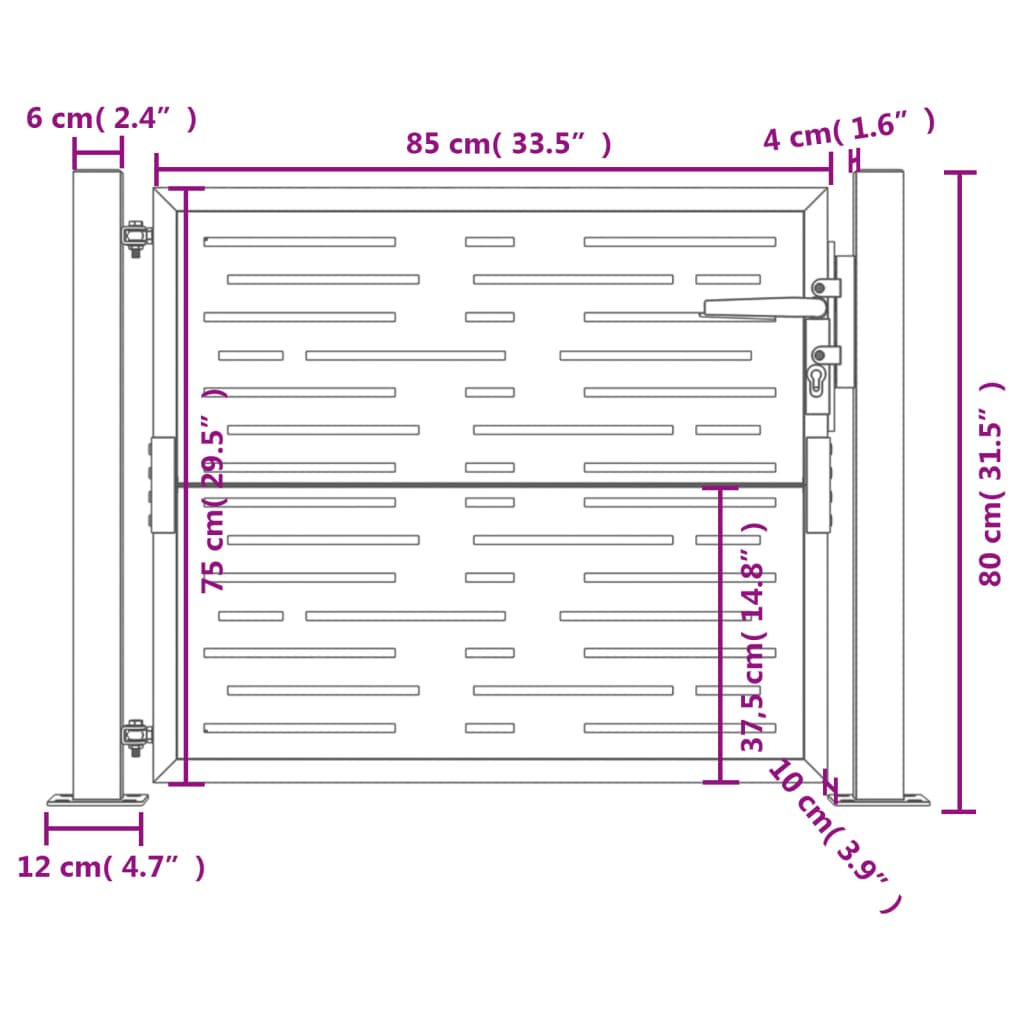 Garden Gate Anthracite 100x75 cm Steel Square Design