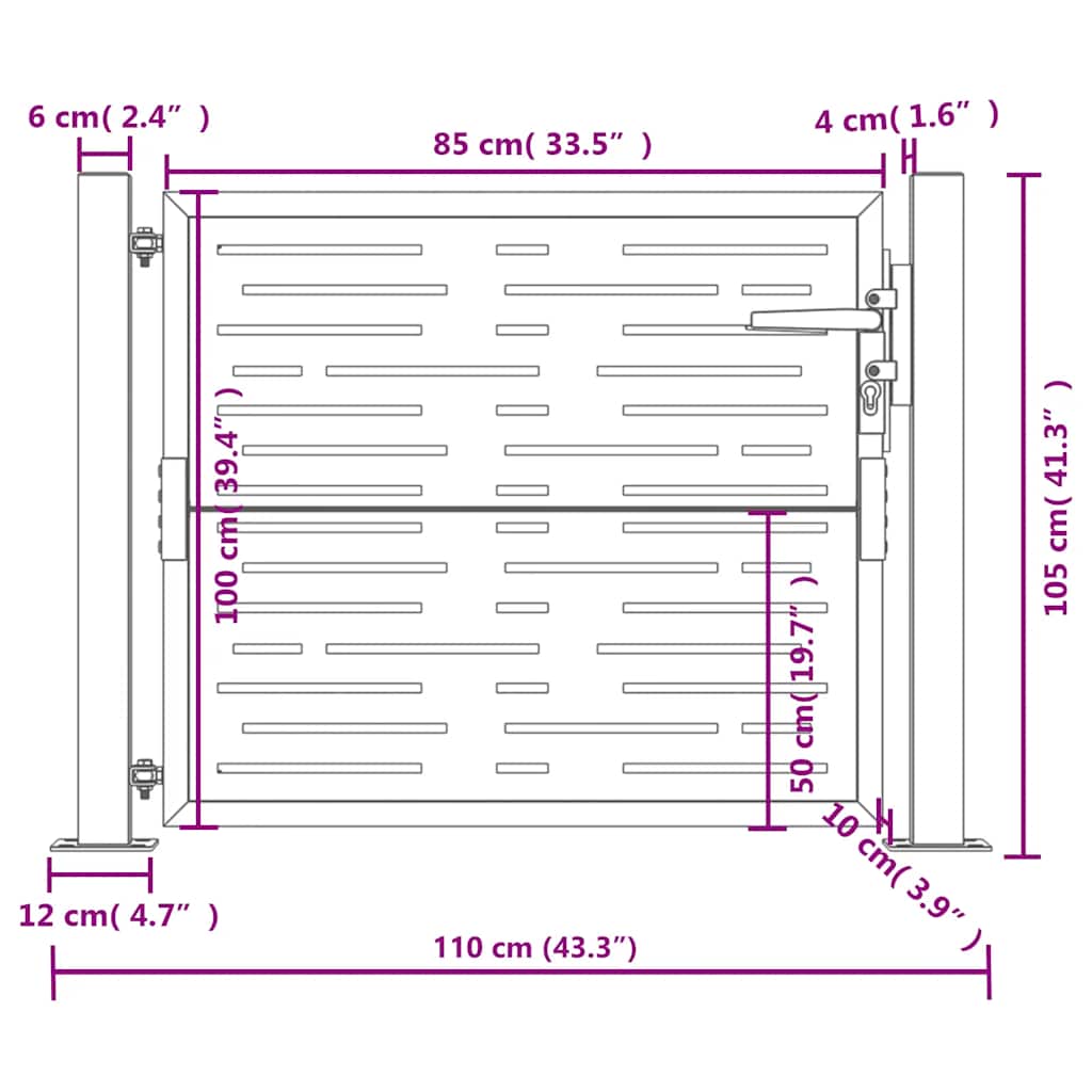 Garden Gate Anthracite 100x100 cm Steel Square Design