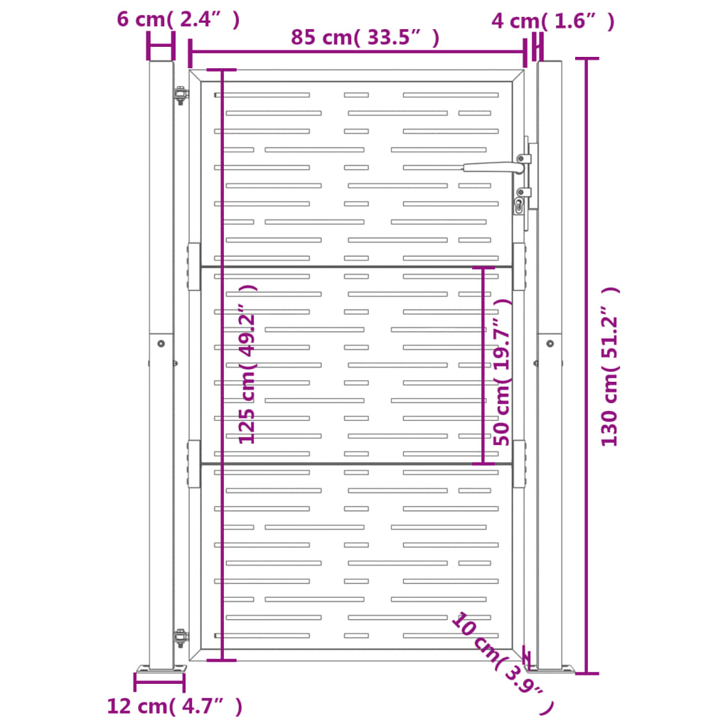 Garden Gate Anthracite 100x125 cm Steel Square Design