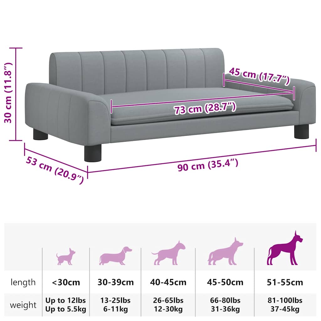 Dog Bed Light Grey 90x53x30 cm Fabric