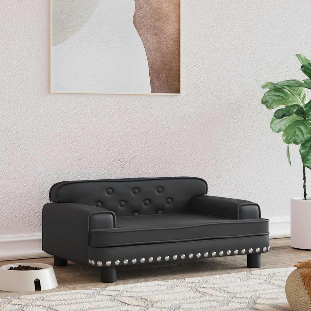 Dog Bed Black 70x45x30 cm Faux Leather