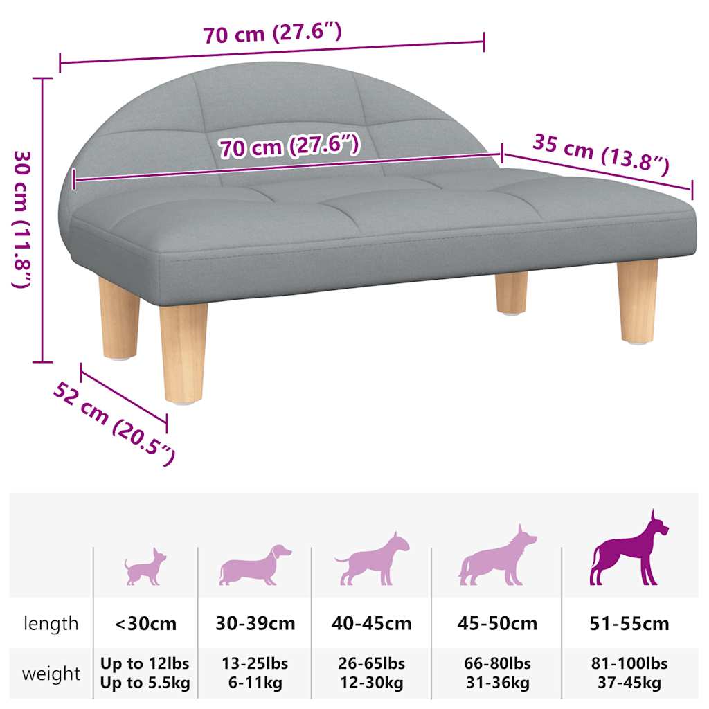 Dog Bed Light Grey 70x52x30 cm Fabric