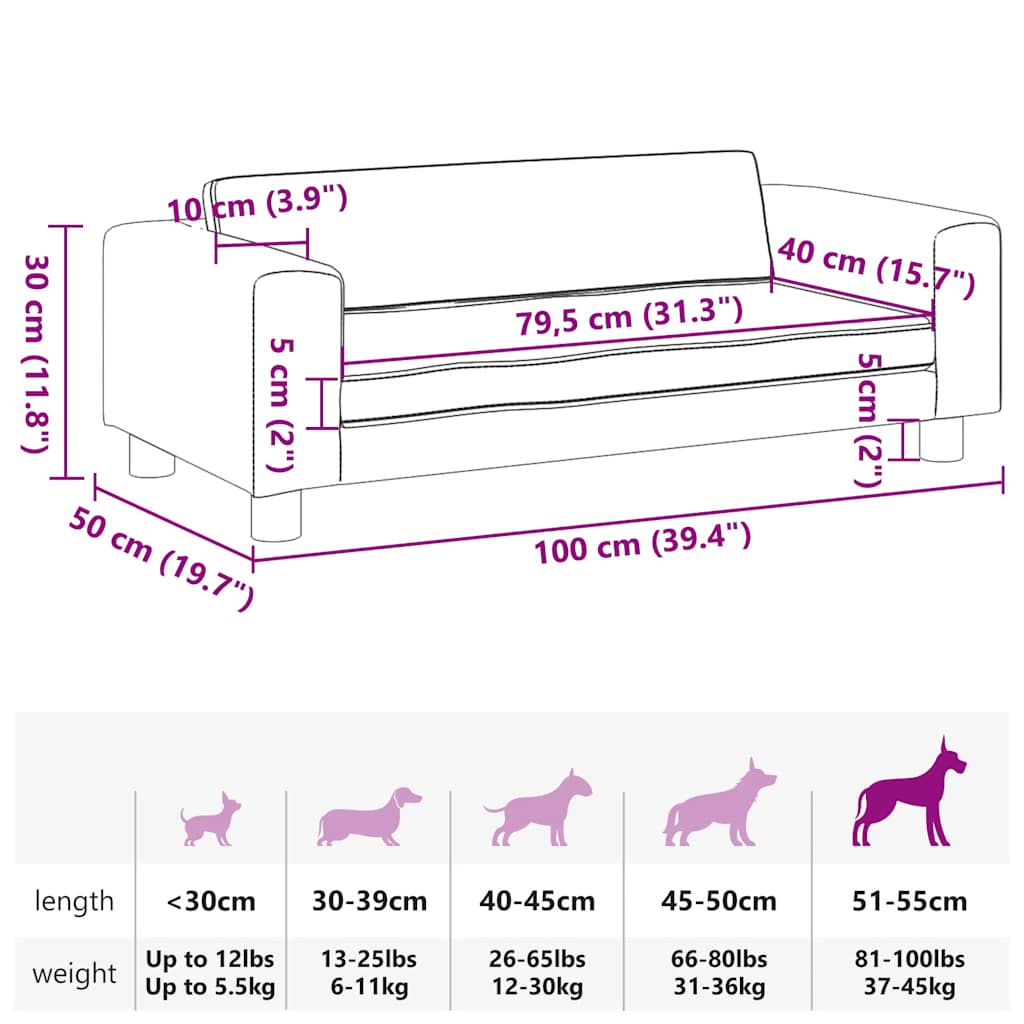 Dog Bed with Extension Light Grey 100x50x30 cm Velvet