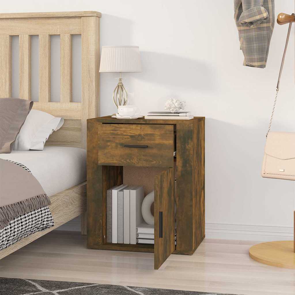 Bedside Cabinet Smoked Oak 50x36x60 cm Engineered Wood