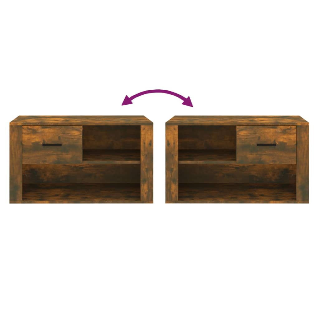 Shoe Cabinet Smoked Oak 80x35x45 cm Engineered Wood